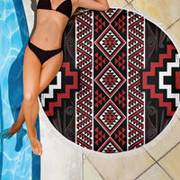 Red Tukutuku Pattern Aotearoa Beach Blanket Niho Taniwha and Puhoro Motifs LT7 - Polynesian Pride
