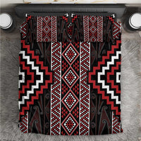Red Tukutuku Pattern Aotearoa Bedding Set Niho Taniwha and Puhoro Motifs LT7 Red - Polynesian Pride