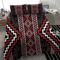 Red Tukutuku Pattern Aotearoa Bedding Set Niho Taniwha and Puhoro Motifs LT7 - Polynesian Pride