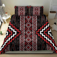 Red Tukutuku Pattern Aotearoa Bedding Set Niho Taniwha and Puhoro Motifs LT7 - Polynesian Pride