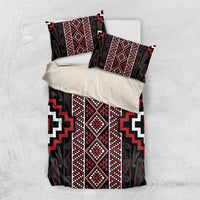 Red Tukutuku Pattern Aotearoa Bedding Set Niho Taniwha and Puhoro Motifs LT7 US Twin 172cm x 218cm Red - Polynesian Pride