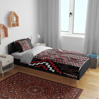 Red Tukutuku Pattern Aotearoa Bedding Set Niho Taniwha and Puhoro Motifs LT7 - Polynesian Pride