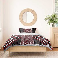 Red Tukutuku Pattern Aotearoa Bedding Set Niho Taniwha and Puhoro Motifs LT7 - Polynesian Pride