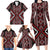 Red Tukutuku Pattern Aotearoa Family Matching Long Sleeve Bodycon Dress and Hawaiian Shirt Niho Taniwha and Puhoro Motifs