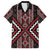 Red Tukutuku Pattern Aotearoa Family Matching Long Sleeve Bodycon Dress and Hawaiian Shirt Niho Taniwha and Puhoro Motifs