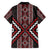 Red Tukutuku Pattern Aotearoa Family Matching Long Sleeve Bodycon Dress and Hawaiian Shirt Niho Taniwha and Puhoro Motifs