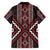 Red Tukutuku Pattern Aotearoa Family Matching Short Sleeve Bodycon Dress and Hawaiian Shirt Niho Taniwha and Puhoro Motifs