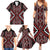 Red Tukutuku Pattern Aotearoa Family Matching Summer Maxi Dress and Hawaiian Shirt Niho Taniwha and Puhoro Motifs