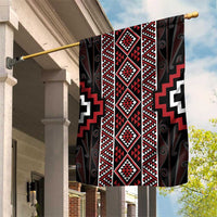 Red Tukutuku Pattern Aotearoa Garden Flag Niho Taniwha and Puhoro Motifs LT7 House Flag Red - Polynesian Pride
