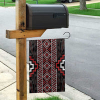 Red Tukutuku Pattern Aotearoa Garden Flag Niho Taniwha and Puhoro Motifs LT7 - Polynesian Pride