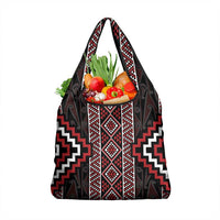Red Tukutuku Pattern Aotearoa Grocery Bag Niho Taniwha and Puhoro Motifs LT7 1-pack One Size Red - Polynesian Pride