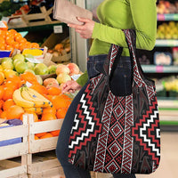 Red Tukutuku Pattern Aotearoa Grocery Bag Niho Taniwha and Puhoro Motifs LT7 - Polynesian Pride
