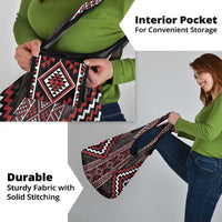 Red Tukutuku Pattern Aotearoa Grocery Bag Niho Taniwha and Puhoro Motifs LT7 - Polynesian Pride