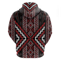 Red Tukutuku Pattern Aotearoa Hoodie Niho Taniwha and Puhoro Motifs LT7 - Polynesian Pride