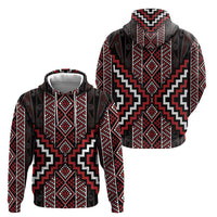 Red Tukutuku Pattern Aotearoa Hoodie Niho Taniwha and Puhoro Motifs LT7 - Polynesian Pride
