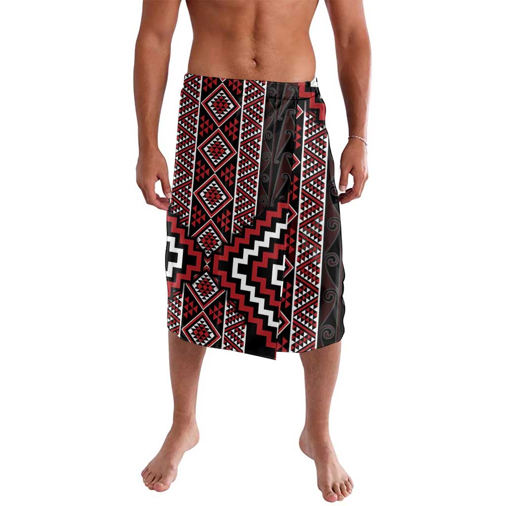 Red Tukutuku Pattern Aotearoa Lavalava Niho Taniwha and Puhoro Motifs LT7 Red - Polynesian Pride