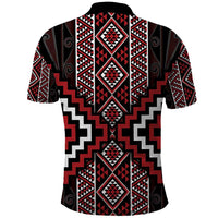 Red Tukutuku Pattern Aotearoa Polo Shirt Niho Taniwha and Puhoro Motifs LT7 - Polynesian Pride