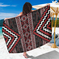 Red Tukutuku Pattern Aotearoa Sarong Niho Taniwha and Puhoro Motifs LT7 One Size 44 x 66 inches Red - Polynesian Pride