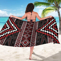 Red Tukutuku Pattern Aotearoa Sarong Niho Taniwha and Puhoro Motifs LT7 - Polynesian Pride