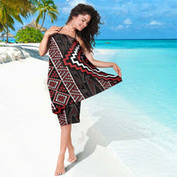 Red Tukutuku Pattern Aotearoa Sarong Niho Taniwha and Puhoro Motifs LT7 - Polynesian Pride