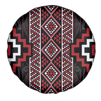 Red Tukutuku Pattern Aotearoa Spare Tire Cover Niho Taniwha and Puhoro Motifs LT7 - Polynesian Pride