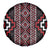 Red Tukutuku Pattern Aotearoa Spare Tire Cover Niho Taniwha and Puhoro Motifs