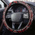 Red Tukutuku Pattern Aotearoa Steering Wheel Cover Niho Taniwha and Puhoro Motifs