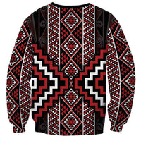 Red Tukutuku Pattern Aotearoa Sweatshirt Niho Taniwha and Puhoro Motifs LT7 - Polynesian Pride