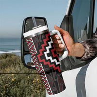 Red Tukutuku Pattern Aotearoa Tumbler With Handle Niho Taniwha and Puhoro Motifs LT7 - Polynesian Pride