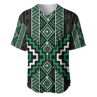 Jade Tukutuku Pattern Aotearoa Baseball Jersey Niho Taniwha and Puhoro Motifs LT7 Green - Polynesian Pride