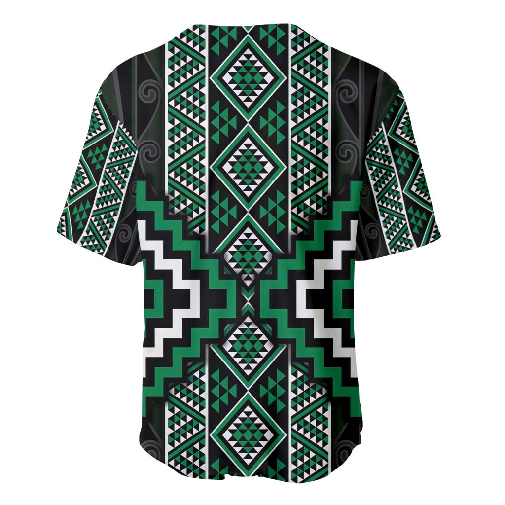 Jade Tukutuku Pattern Aotearoa Baseball Jersey Niho Taniwha and Puhoro Motifs LT7 - Polynesian Pride