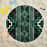 Jade Tukutuku Pattern Aotearoa Beach Blanket Niho Taniwha and Puhoro Motifs LT7 One Size 150cm Green - Polynesian Pride