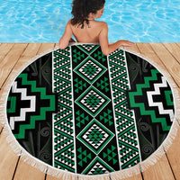Jade Tukutuku Pattern Aotearoa Beach Blanket Niho Taniwha and Puhoro Motifs LT7 - Polynesian Pride