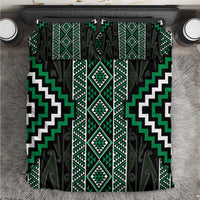 Jade Tukutuku Pattern Aotearoa Bedding Set Niho Taniwha and Puhoro Motifs LT7 Green - Polynesian Pride