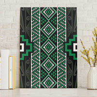 Jade Tukutuku Pattern Aotearoa Canvas Wall Art Niho Taniwha and Puhoro Motifs LT7 Without Frame Green - Polynesian Pride