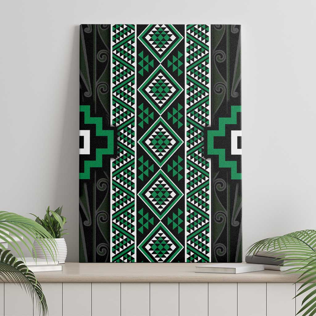 Jade Tukutuku Pattern Aotearoa Canvas Wall Art Niho Taniwha and Puhoro Motifs LT7 - Polynesian Pride