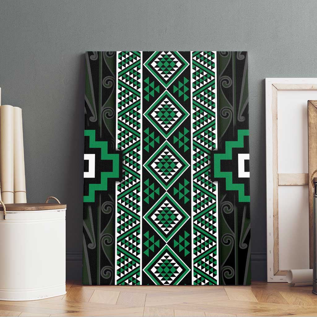 Jade Tukutuku Pattern Aotearoa Canvas Wall Art Niho Taniwha and Puhoro Motifs LT7 - Polynesian Pride