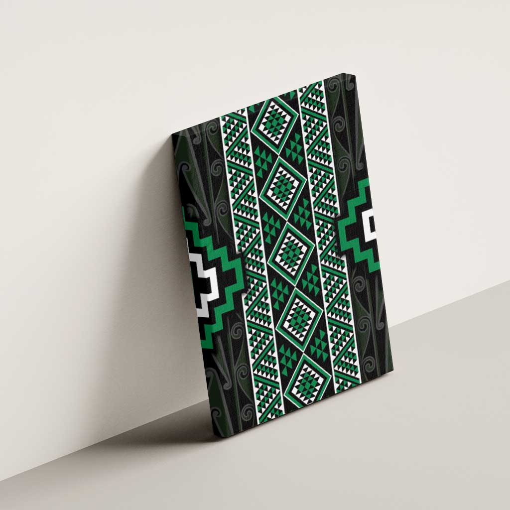 Jade Tukutuku Pattern Aotearoa Canvas Wall Art Niho Taniwha and Puhoro Motifs LT7 - Polynesian Pride