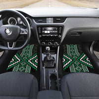 Jade Tukutuku Pattern Aotearoa Car Mats Niho Taniwha and Puhoro Motifs LT7 Set 2pcs - Front Green - Polynesian Pride
