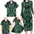 Jade Tukutuku Pattern Aotearoa Family Matching Long Sleeve Bodycon Dress and Hawaiian Shirt Niho Taniwha and Puhoro Motifs