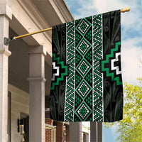 Jade Tukutuku Pattern Aotearoa Garden Flag Niho Taniwha and Puhoro Motifs LT7 House Flag Green - Polynesian Pride