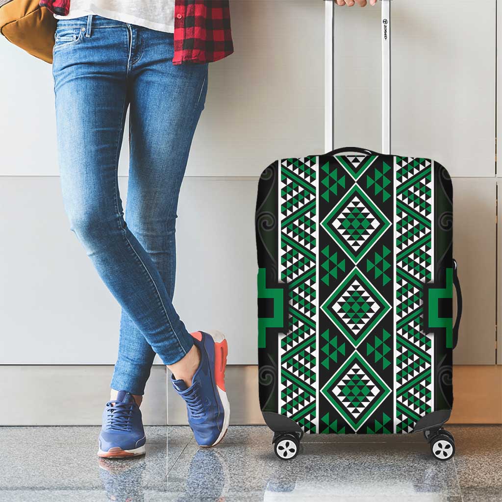 Jade Tukutuku Pattern Aotearoa Luggage Cover Niho Taniwha and Puhoro Motifs LT7 - Polynesian Pride