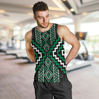 Jade Tukutuku Pattern Aotearoa Men Tank Top Niho Taniwha and Puhoro Motifs LT7 Green - Polynesian Pride