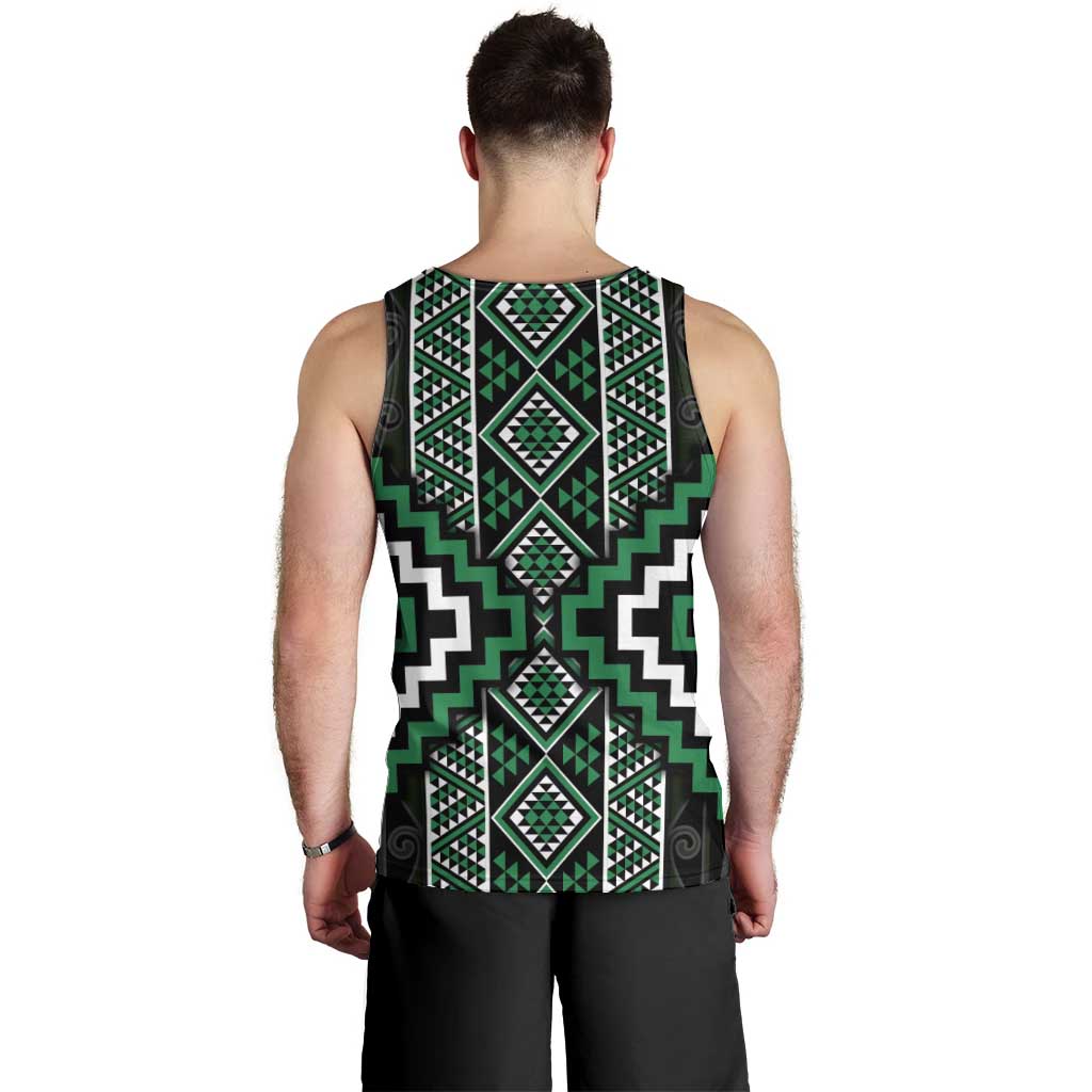 Jade Tukutuku Pattern Aotearoa Men Tank Top Niho Taniwha and Puhoro Motifs LT7 - Polynesian Pride