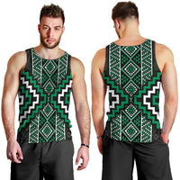 Jade Tukutuku Pattern Aotearoa Men Tank Top Niho Taniwha and Puhoro Motifs LT7 - Polynesian Pride