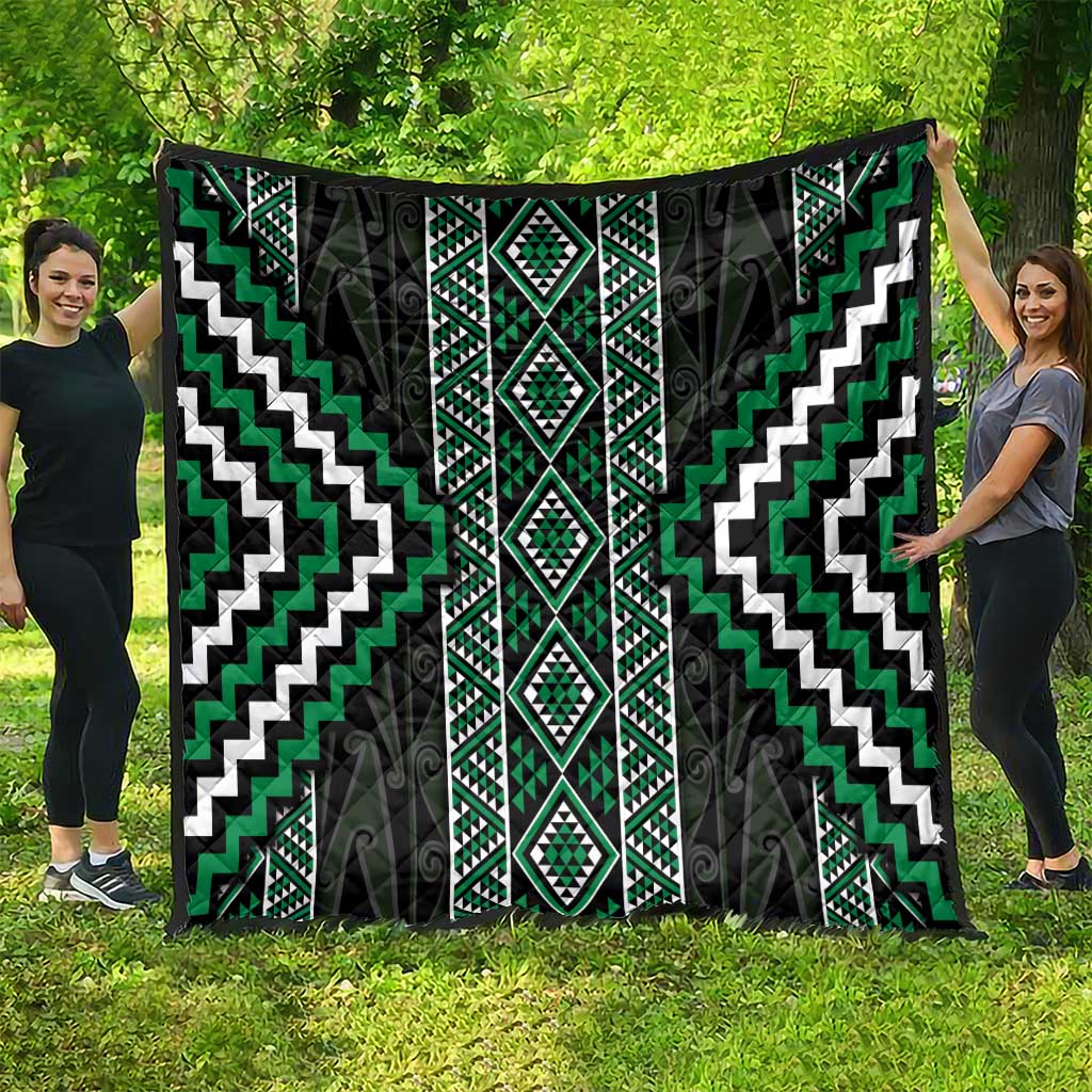 Jade Tukutuku Pattern Aotearoa Quilt Niho Taniwha and Puhoro Motifs LT7 - Polynesian Pride