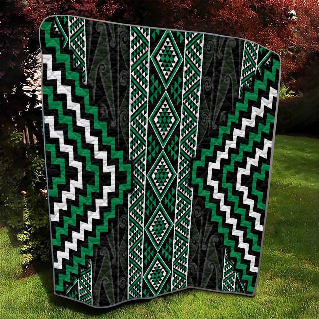 Jade Tukutuku Pattern Aotearoa Quilt Niho Taniwha and Puhoro Motifs LT7 - Polynesian Pride