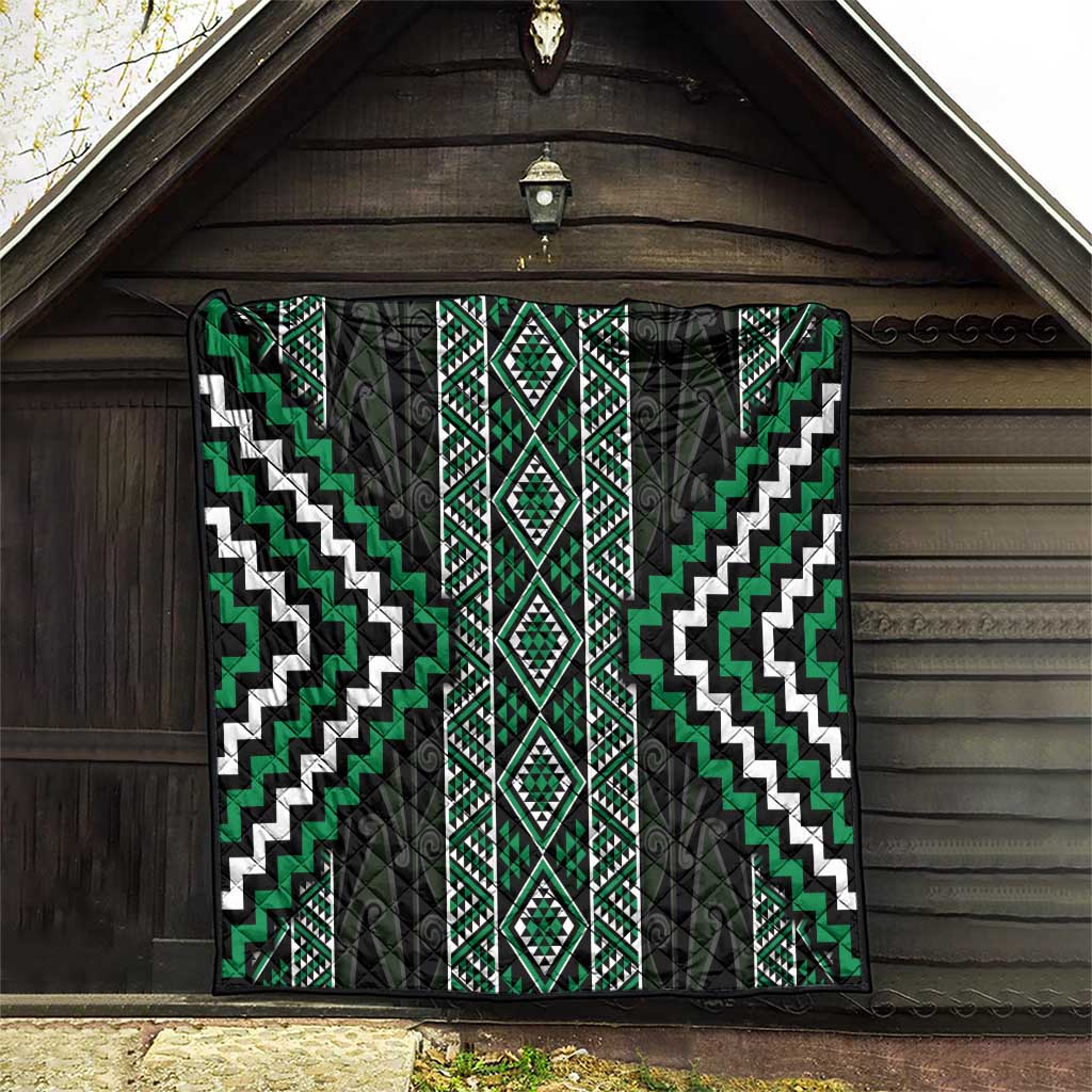 Jade Tukutuku Pattern Aotearoa Quilt Niho Taniwha and Puhoro Motifs LT7 - Polynesian Pride