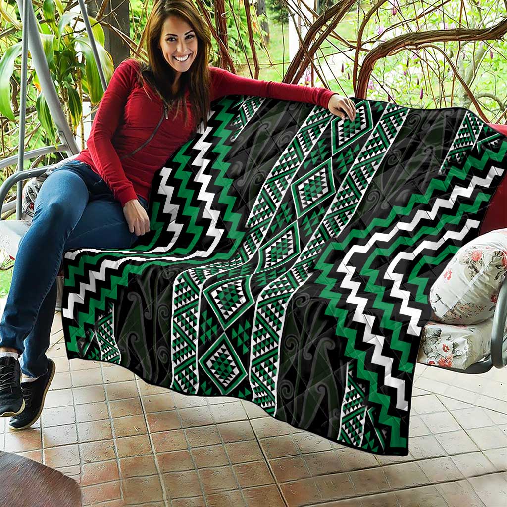 Jade Tukutuku Pattern Aotearoa Quilt Niho Taniwha and Puhoro Motifs LT7 - Polynesian Pride