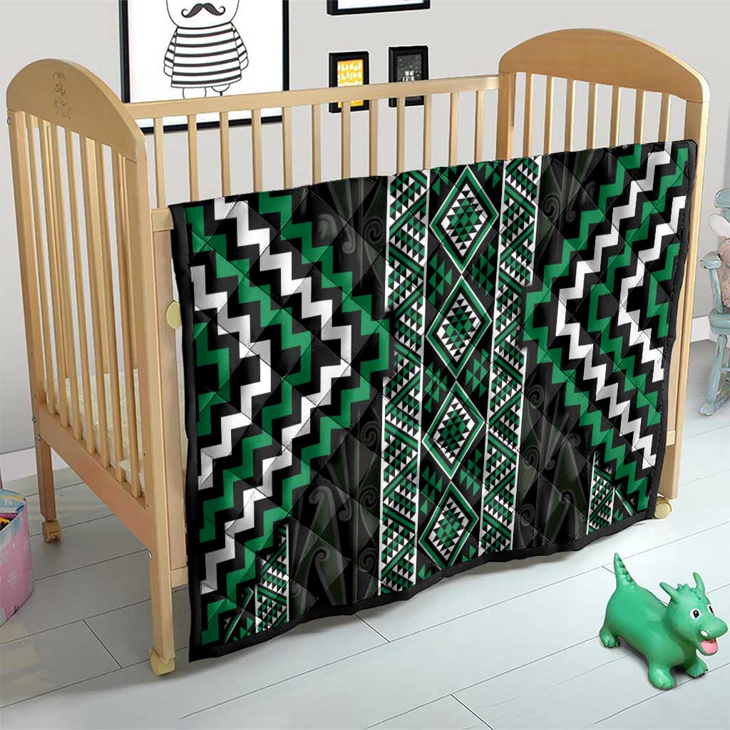 Jade Tukutuku Pattern Aotearoa Quilt Niho Taniwha and Puhoro Motifs LT7 - Polynesian Pride